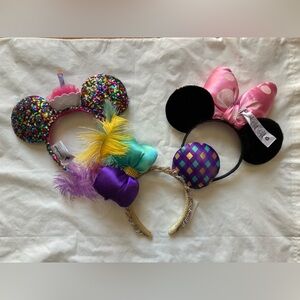 3 Disney Parks Minnie Mouse Ears Mardi Gras Birthday Cupcake White Polka Dots